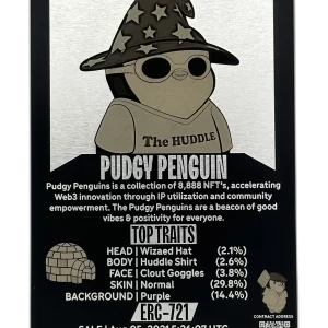 Pudgy Penguin #7932 laser engraved metal trading card NFT collectible