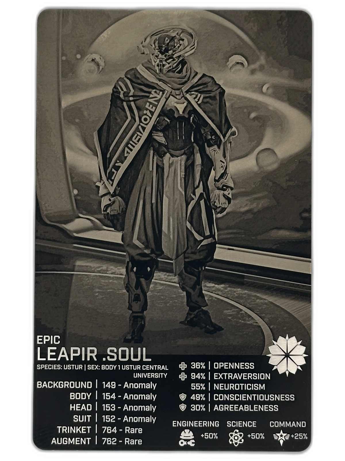 Ustur Crew Card front design showcasing faction branding and recruitment details for Star Atlas.