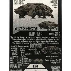 Armstrong Tap Metal Card front view showcasing mining ship details