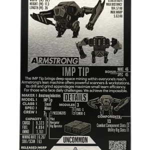Armstrong Tip Metal Card front view showcasing mining ship details